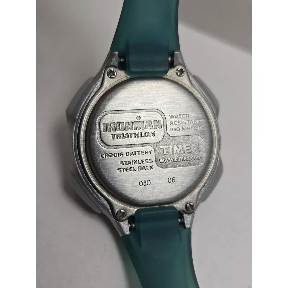 Timex Ironman Womens Teal Silver Digital Watch 10 Lap Indiglo Alarm New Battery